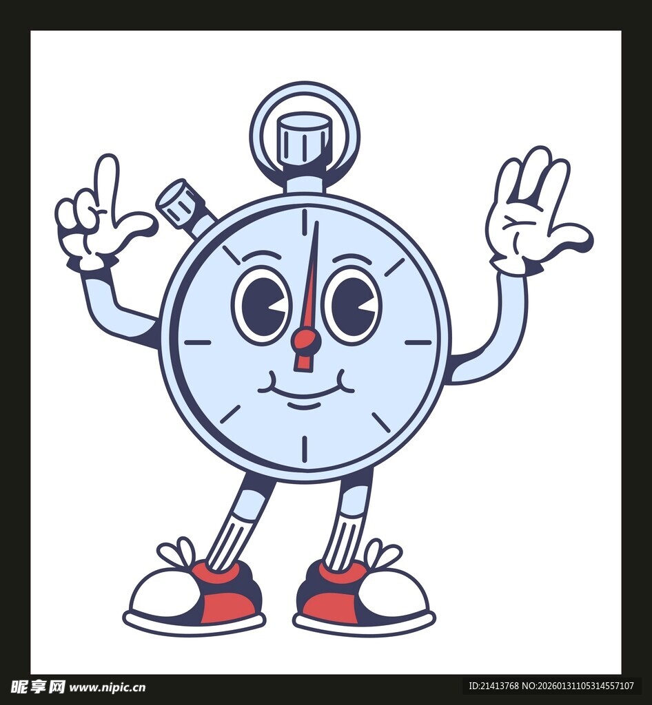 卡通秒表形象活力满满