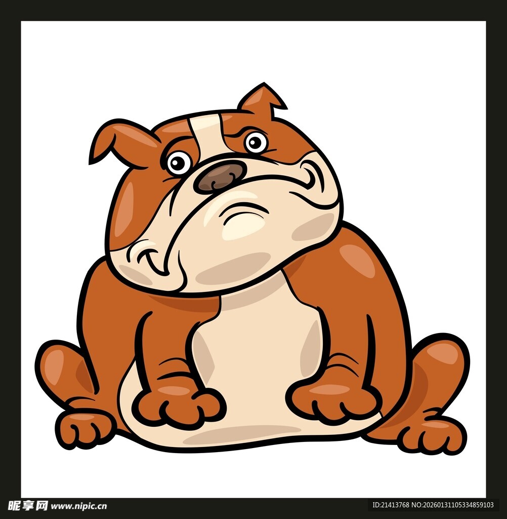 坐着的卡通斗牛犬