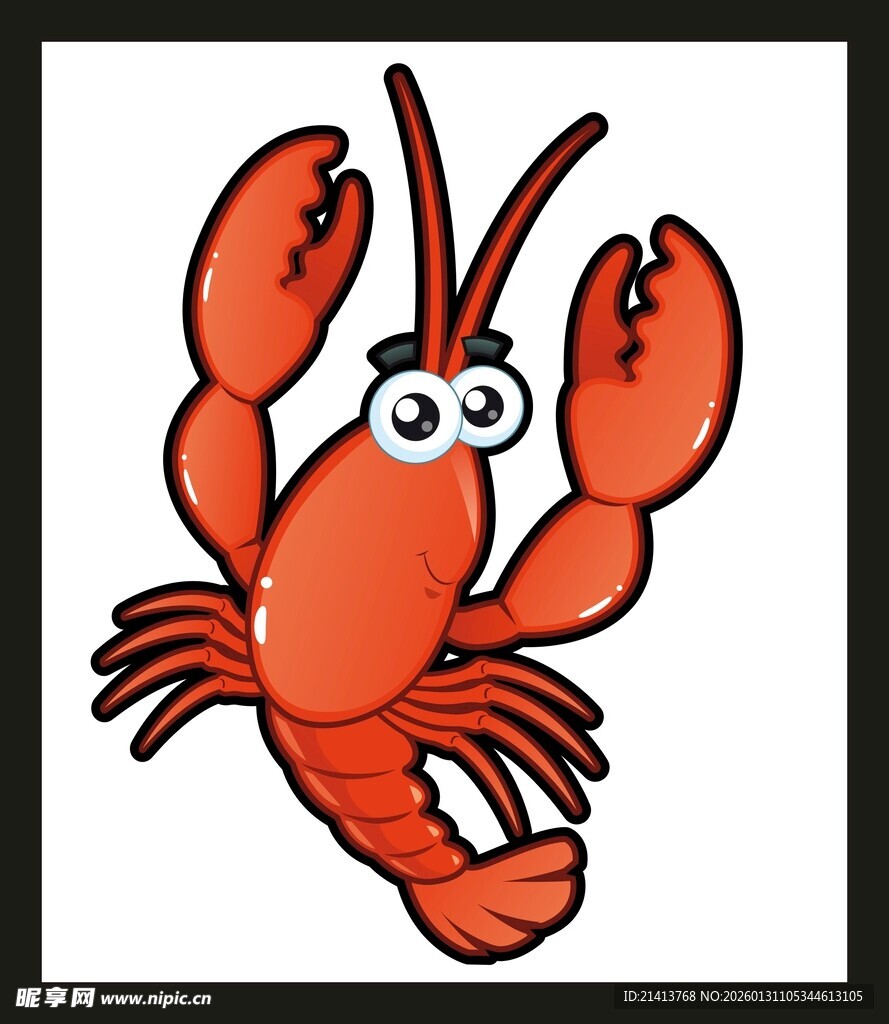 卡通红色大龙虾形象