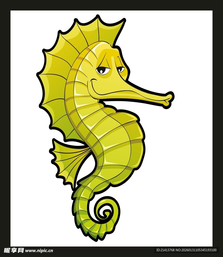 卡通绿色海马形象