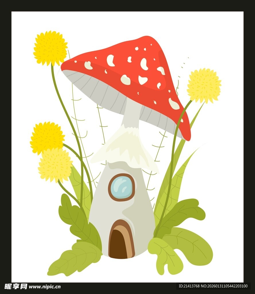蘑菇小屋插画