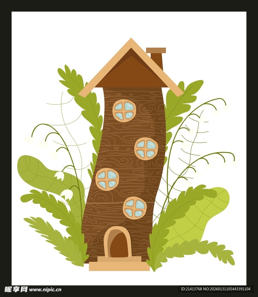 童话风树屋插画