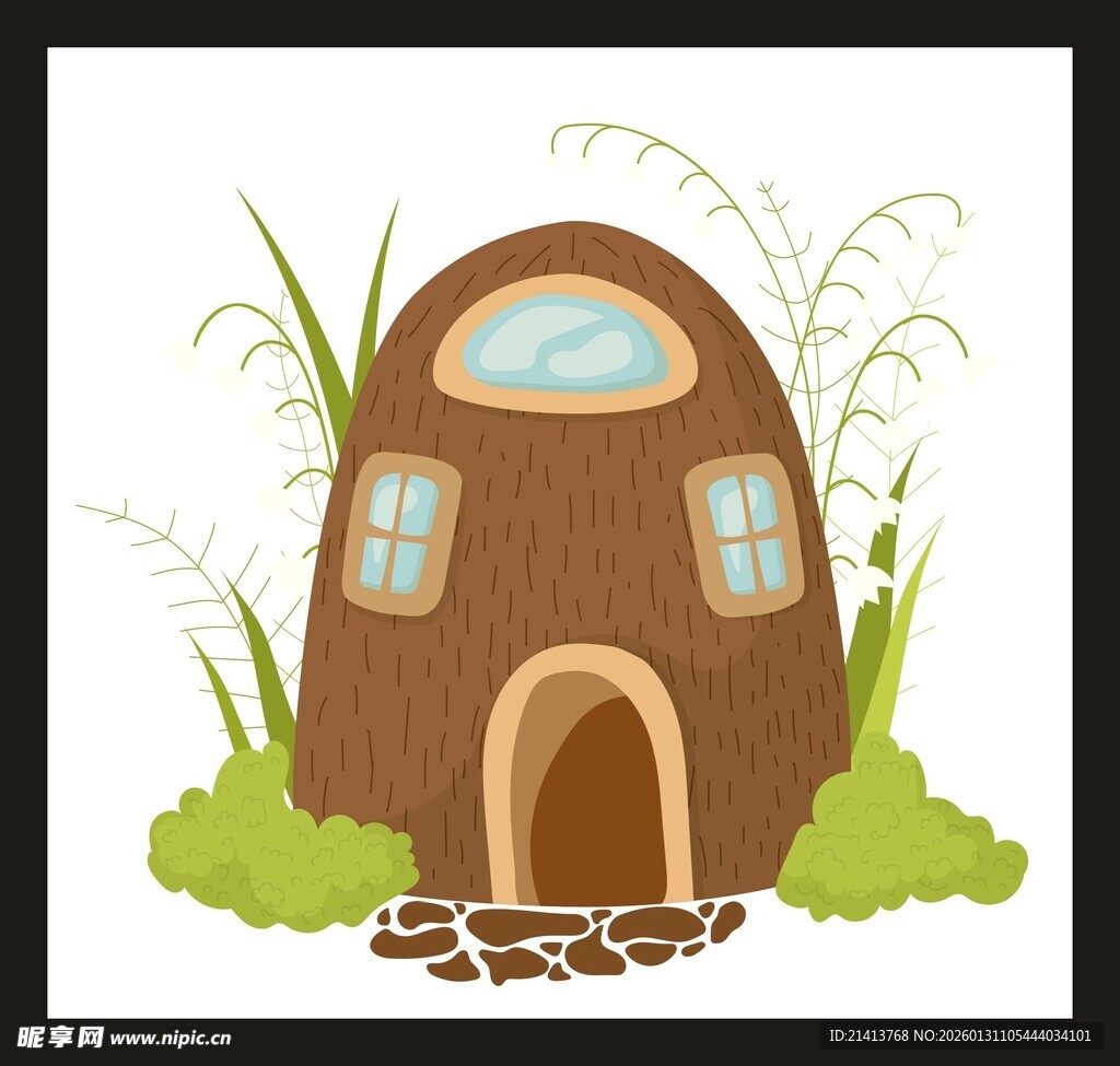 童话风蘑菇小屋插画