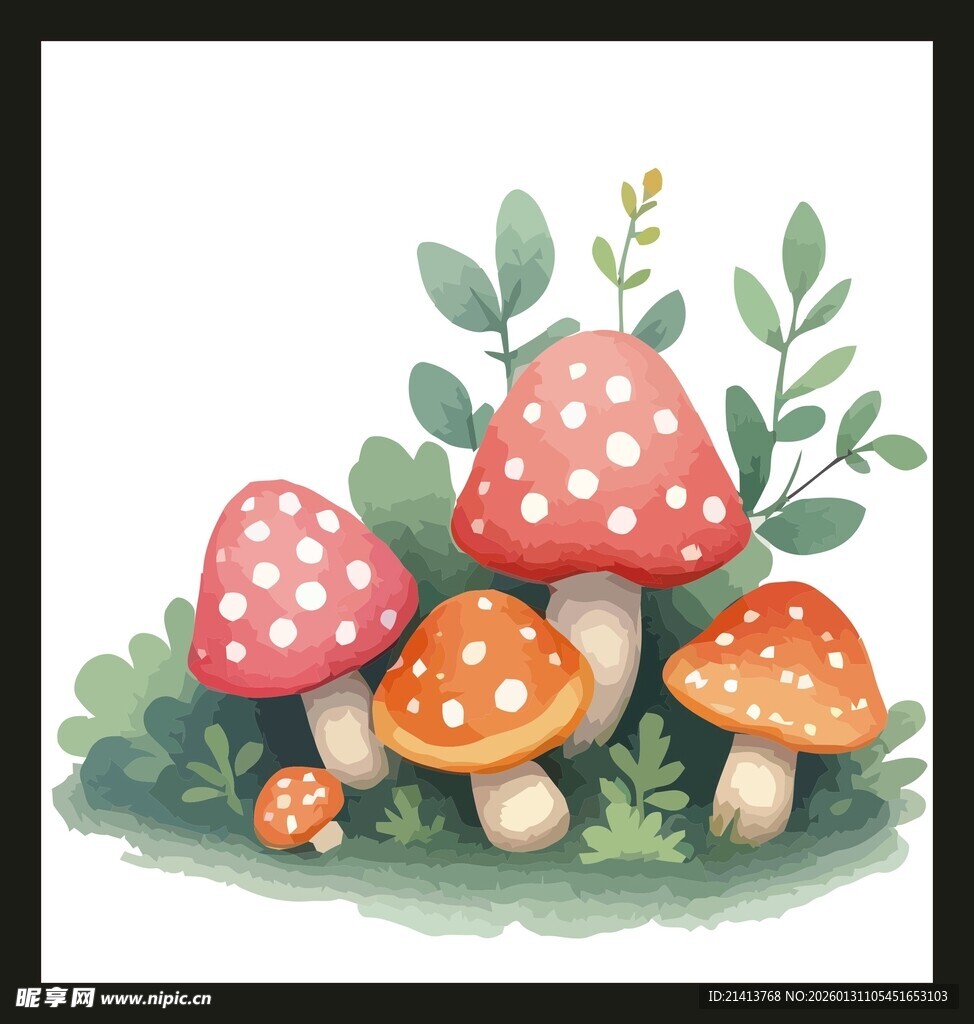 可爱蘑菇插画