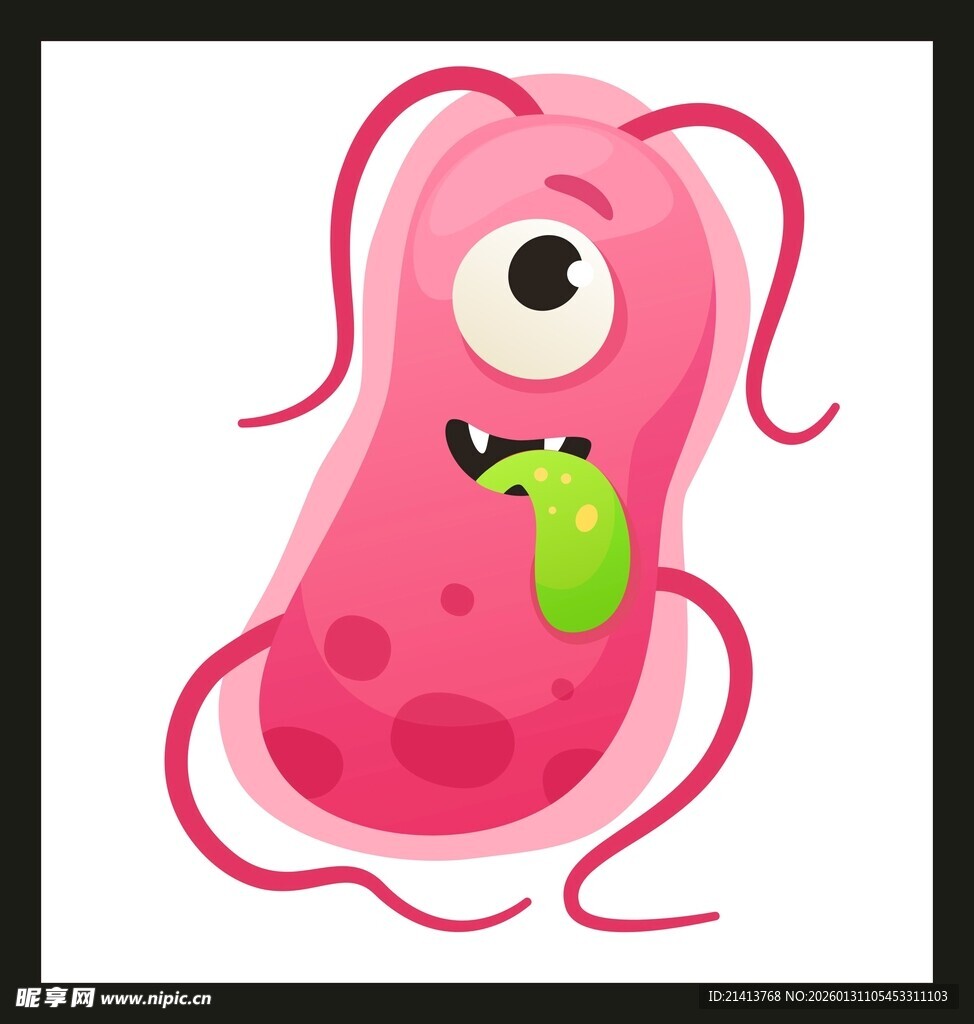 可爱粉色细菌卡通形象