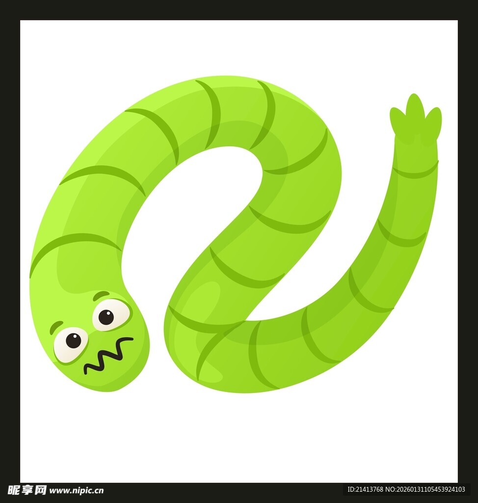 可爱绿色卡通蚯蚓形象
