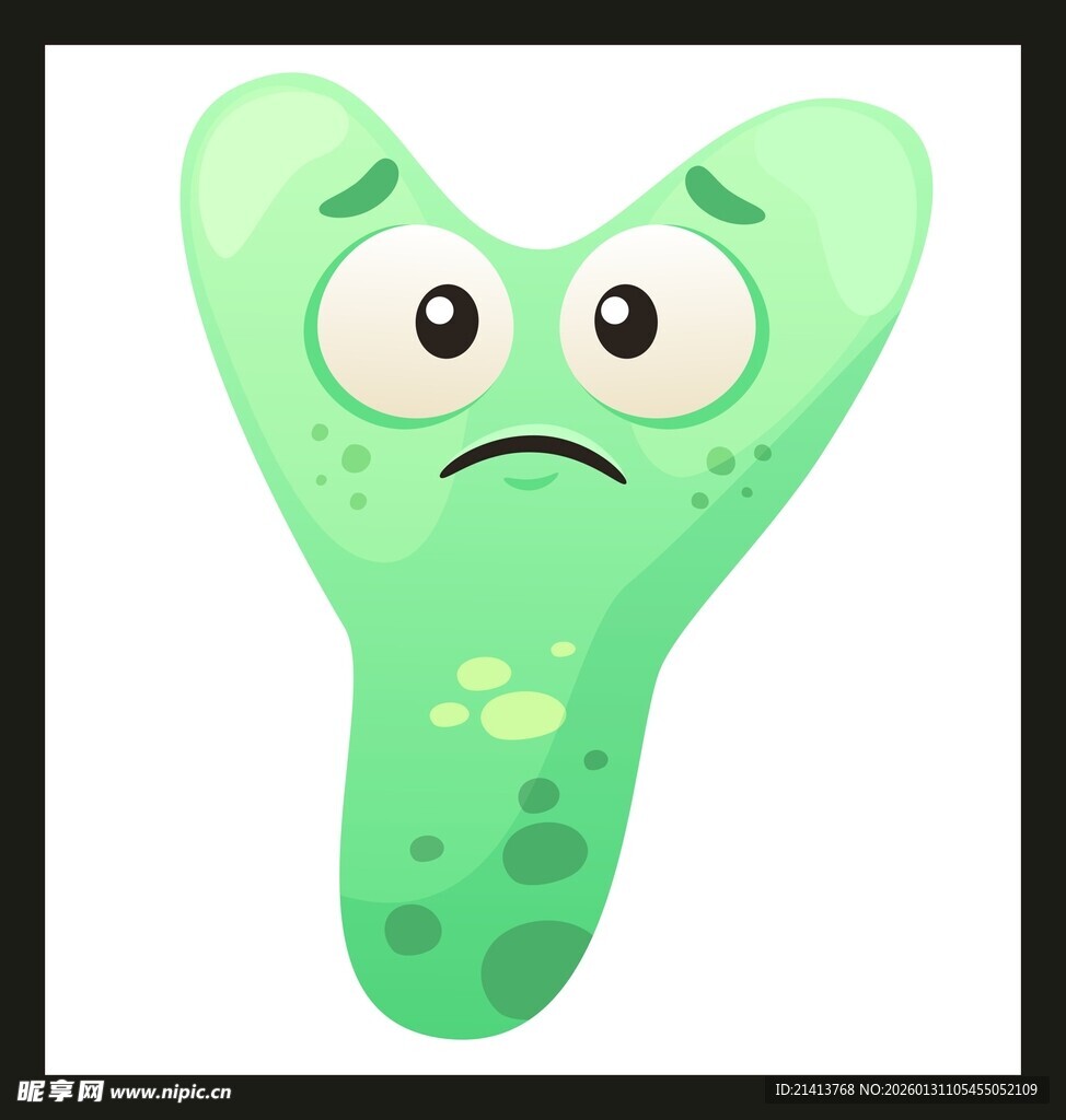 悲伤的绿色卡通异形