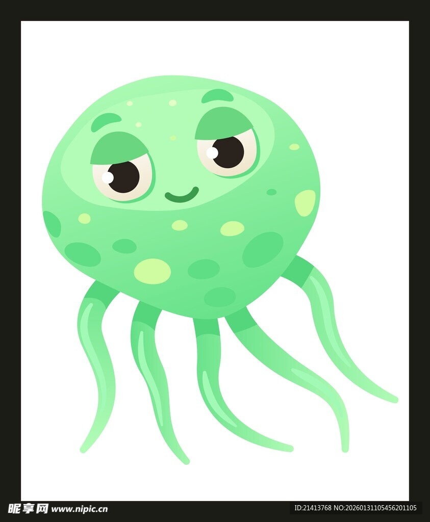 可爱绿色小章鱼插画