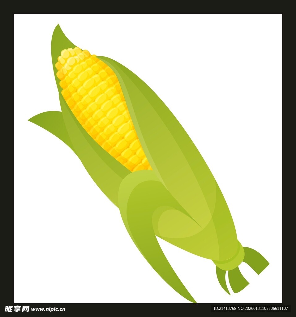 卡通形象的新鲜玉米棒