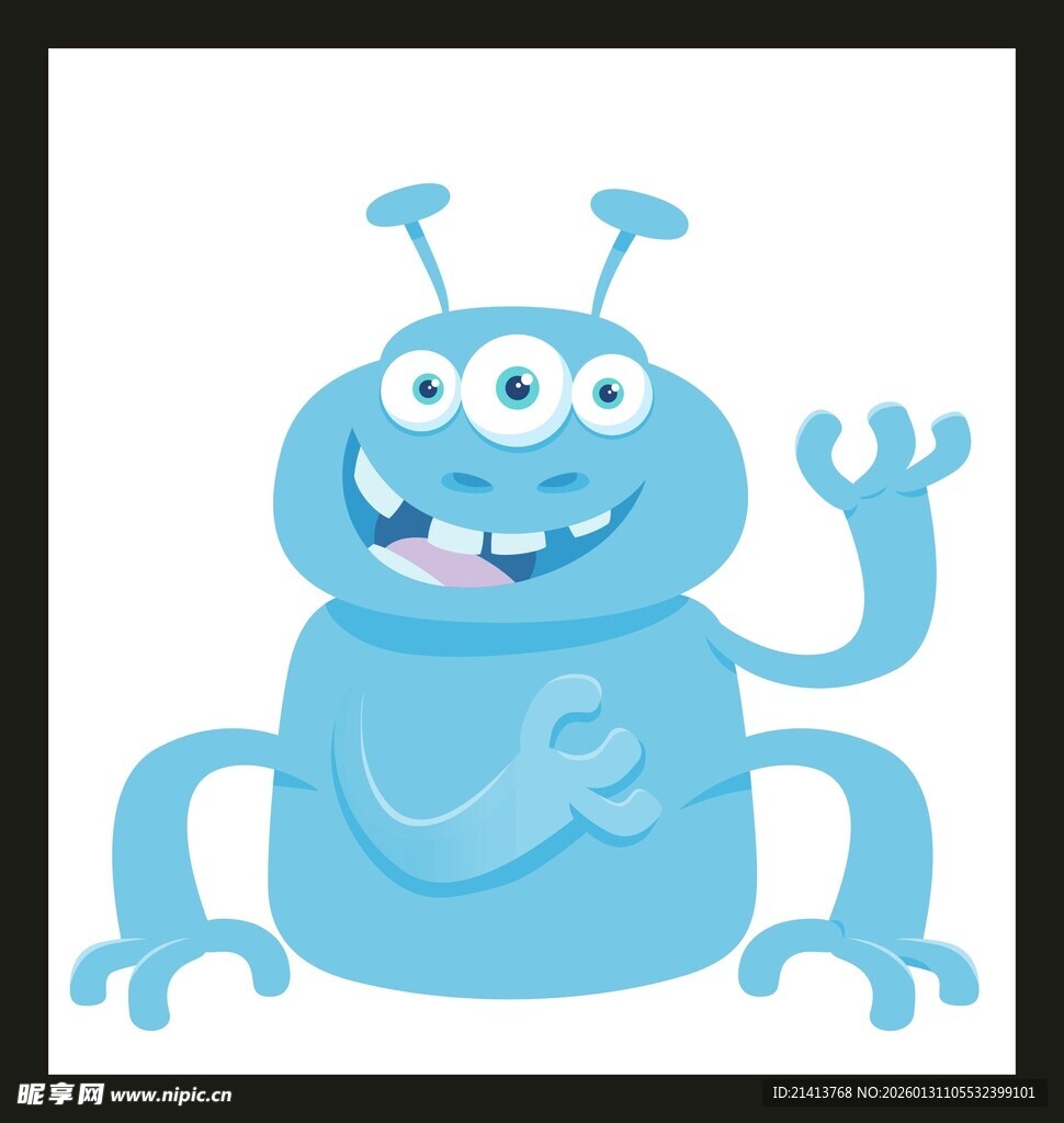 蓝色可爱外星小怪物