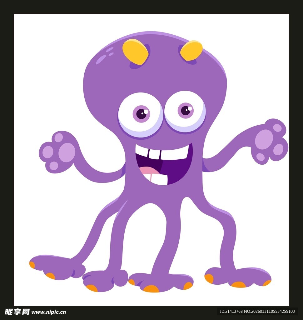 紫色可爱外星章鱼形象
