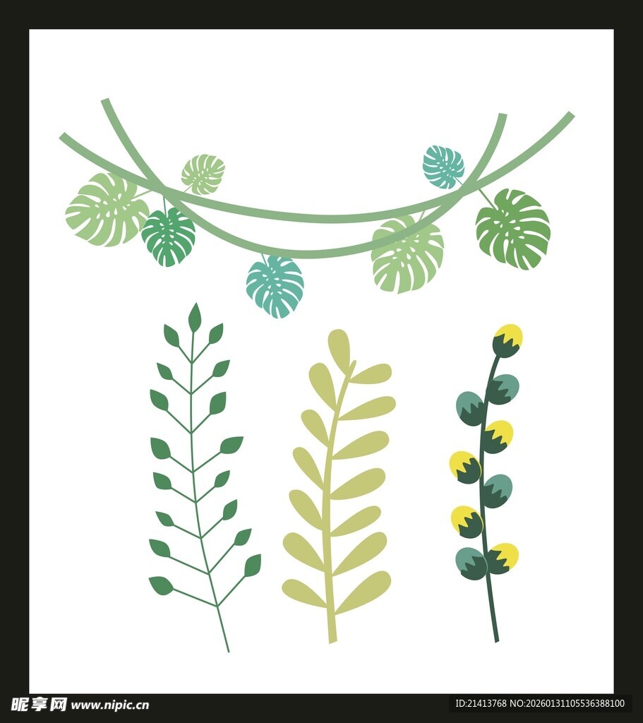 清新绿植装饰图案