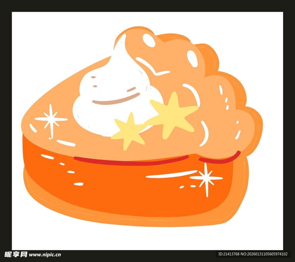 可爱橙色甜点插画