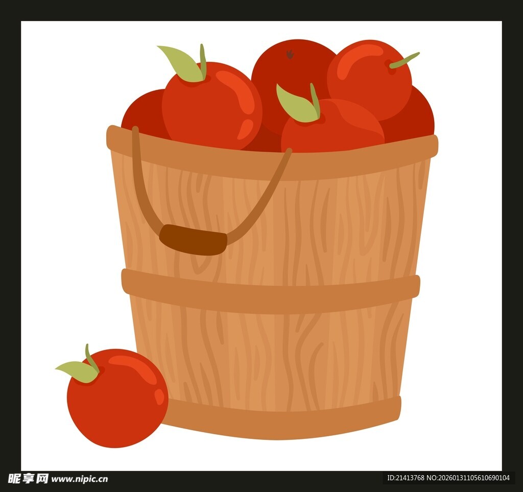 木桶中的红苹果