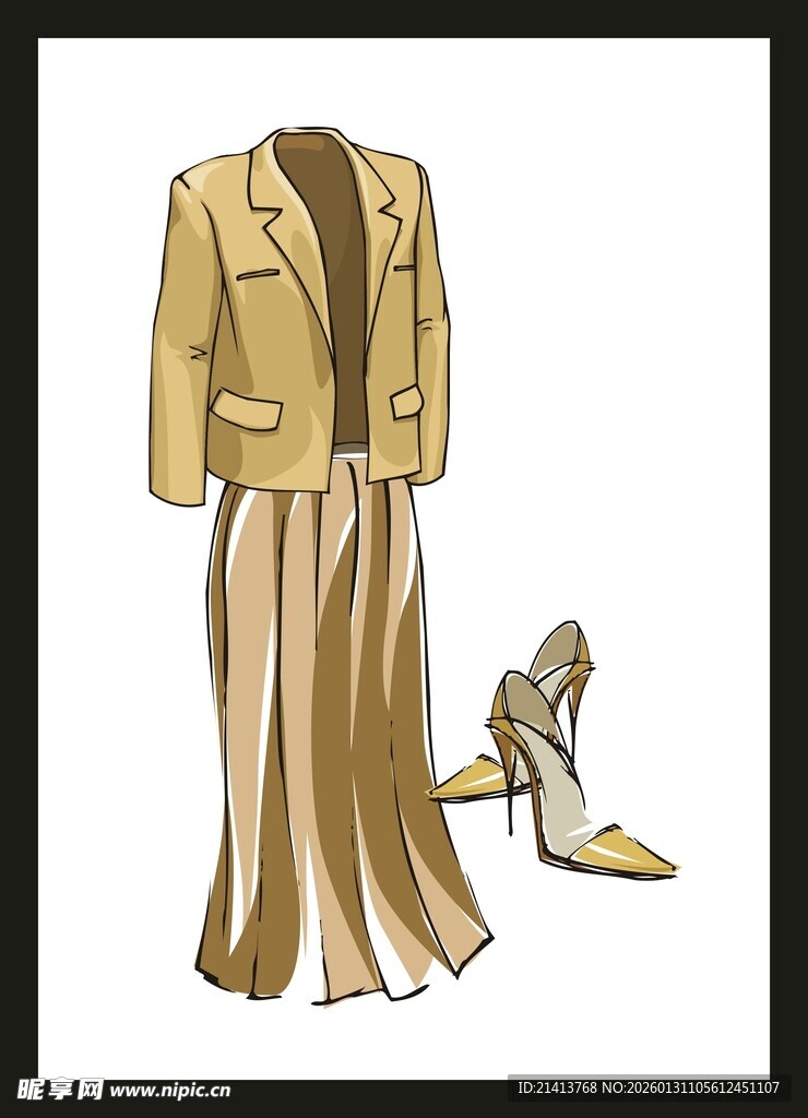 橙色长裙配高跟长靴