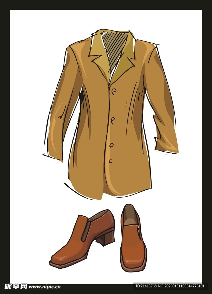 棕色风衣与皮鞋搭配展示