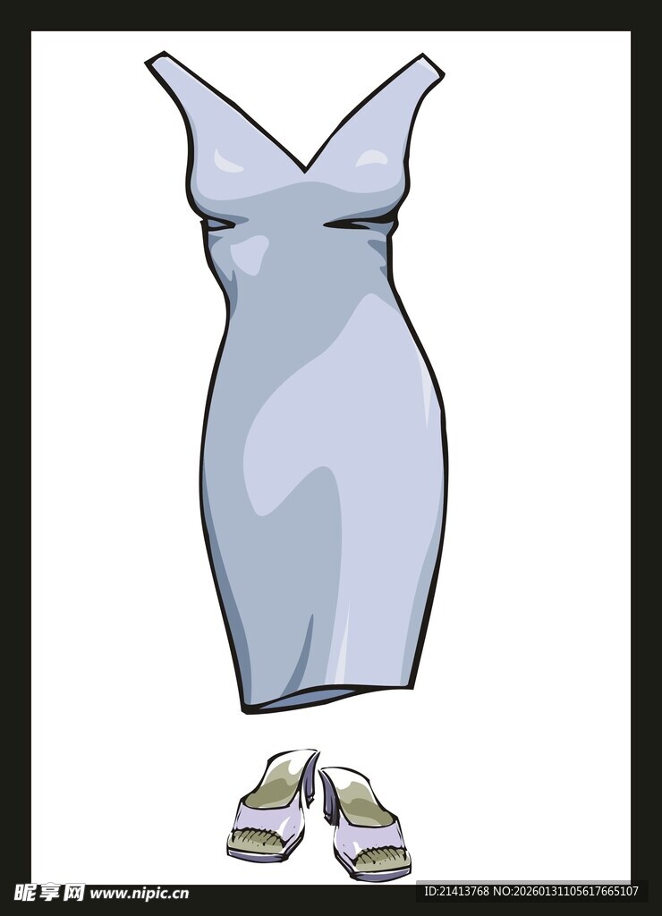 浅蓝色连衣裙搭配高跟鞋