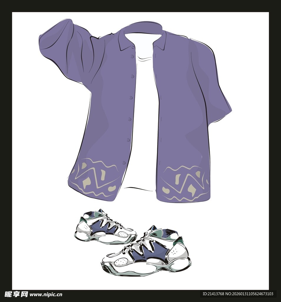紫色服饰搭配运动鞋