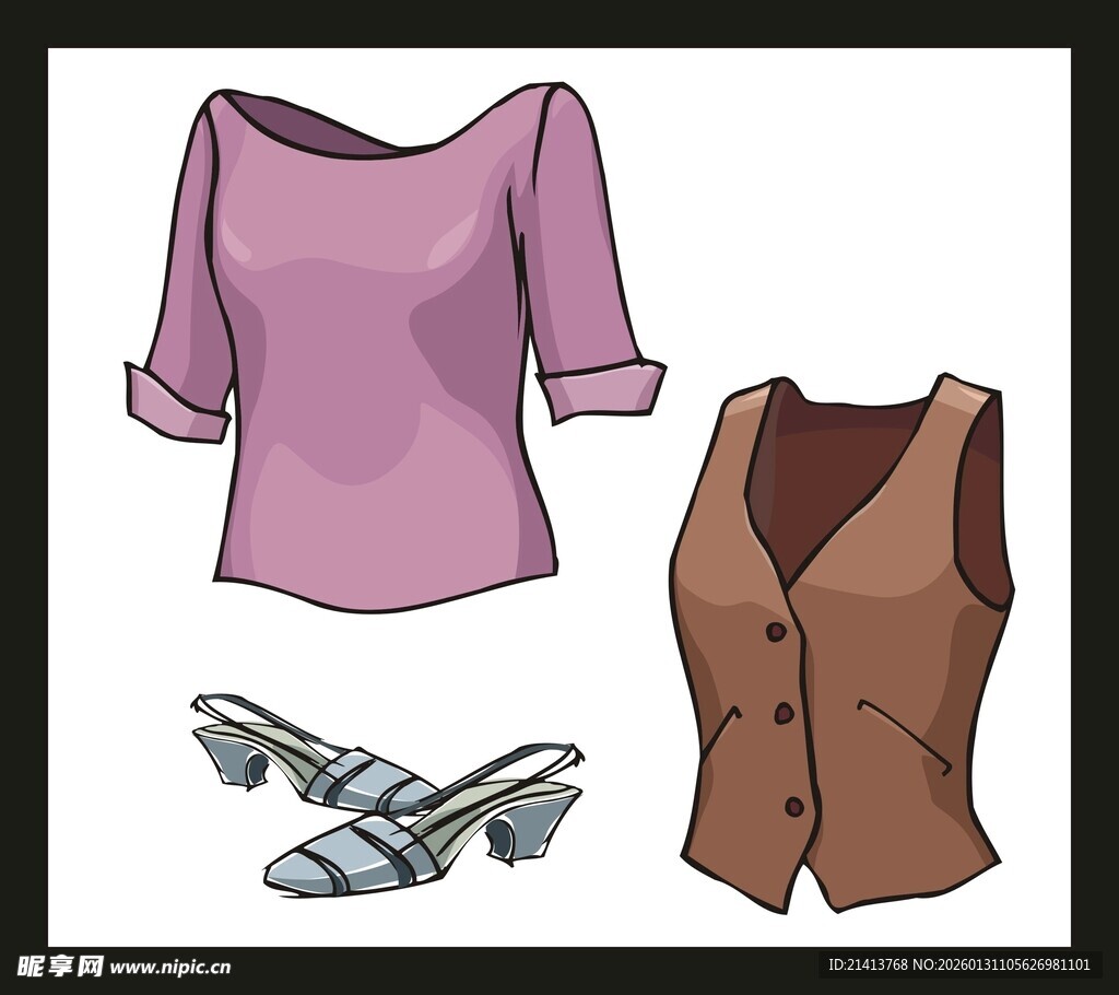 女士服装与鞋子搭配展示