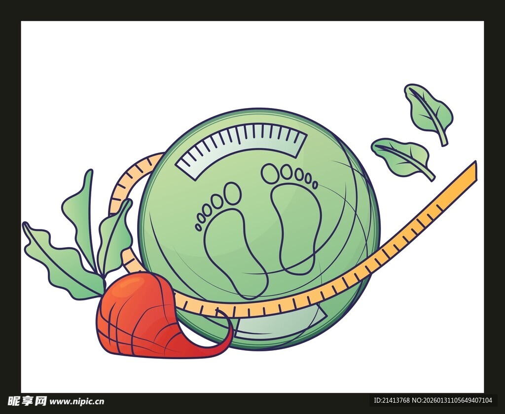 青蛙与秤的趣味插画