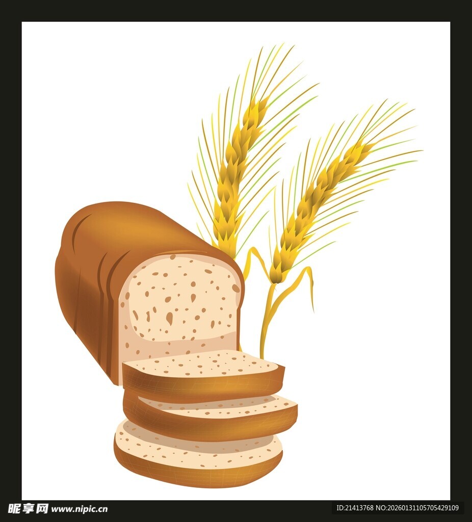 新鲜面包与金黄麦穗