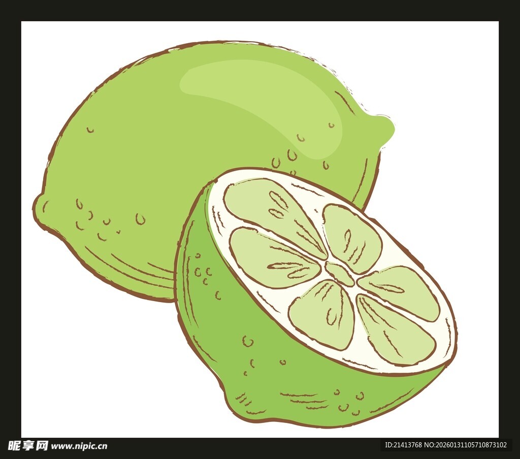 青柠檬插画清新水果形象