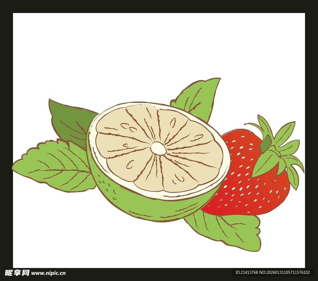 柠檬草莓插画