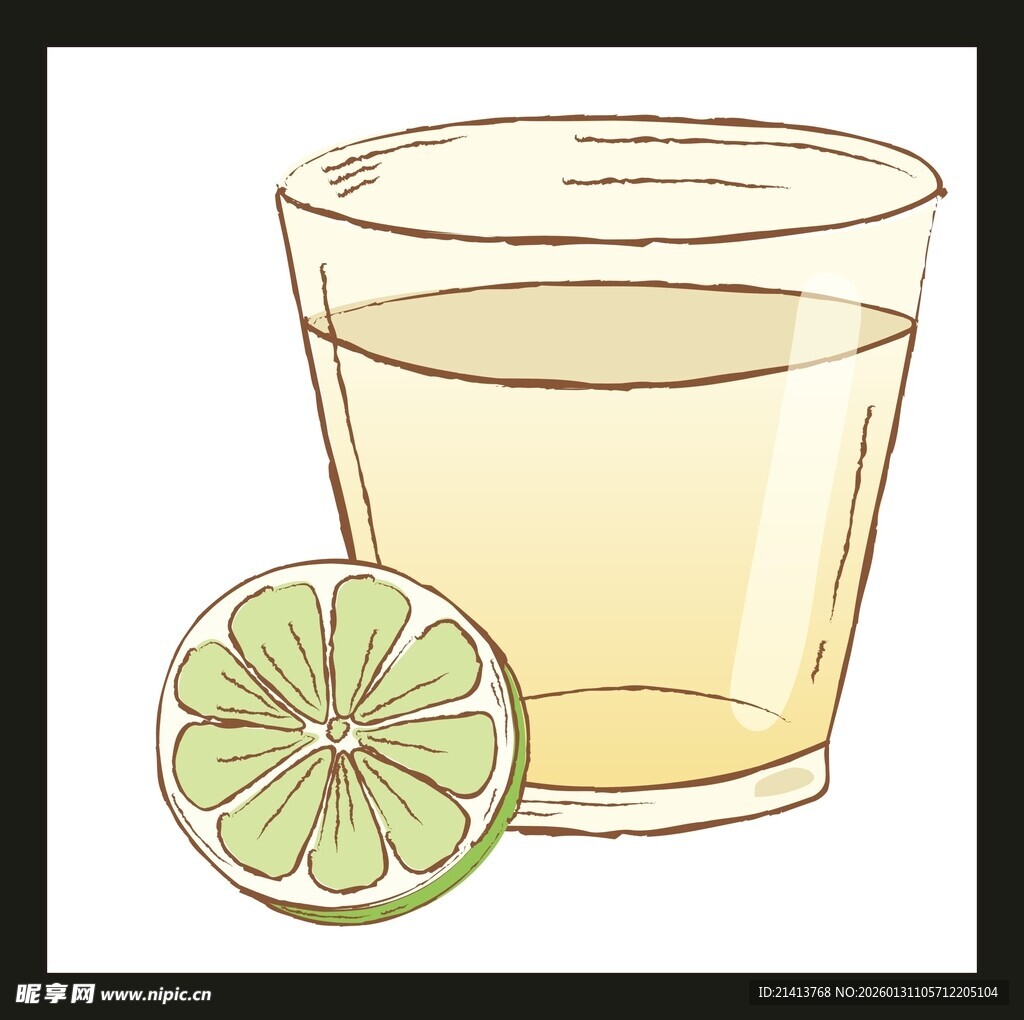 一杯青柠饮品插画