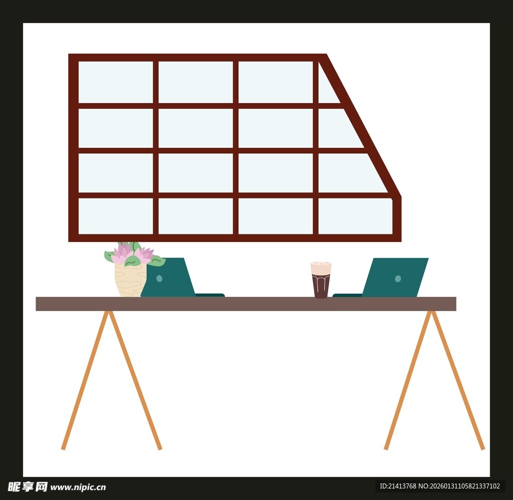 简约办公场景与置物架