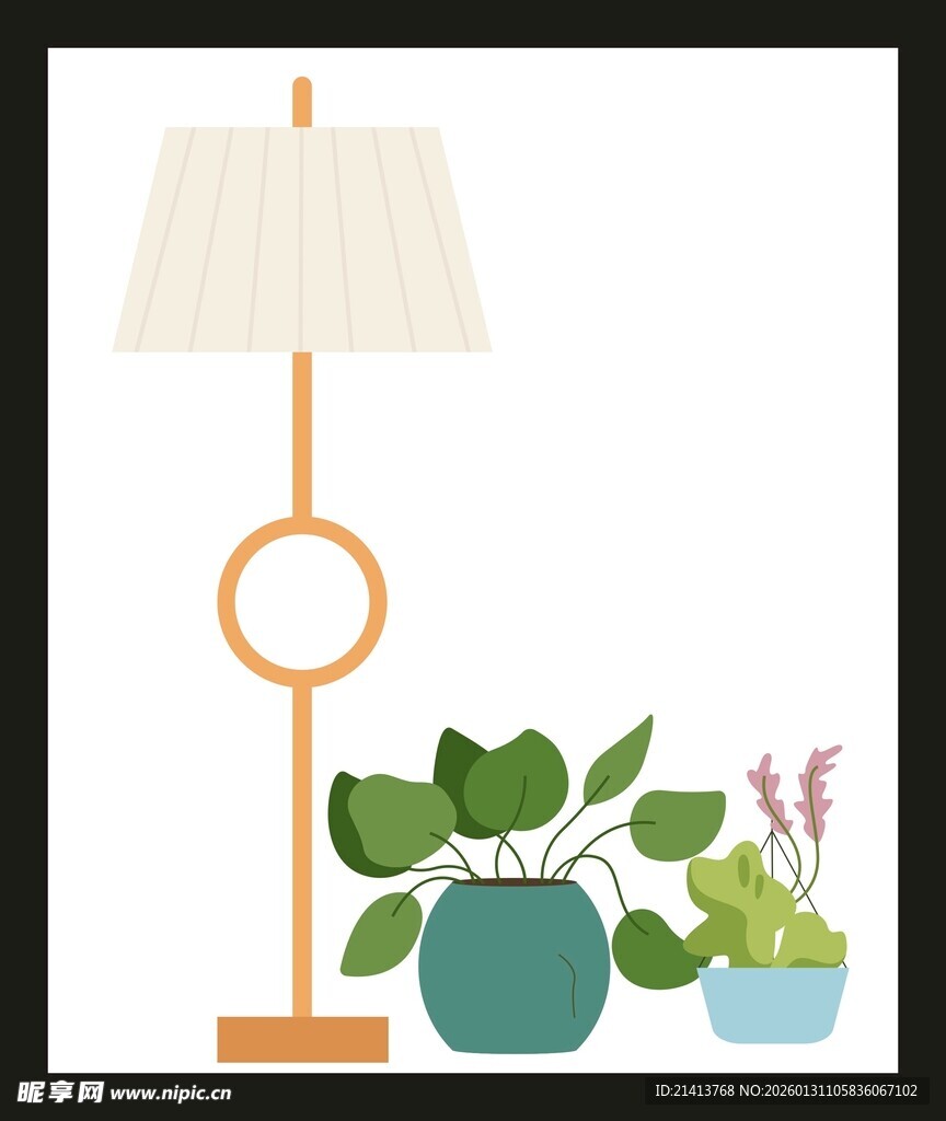 花瓶中的多彩花卉插画