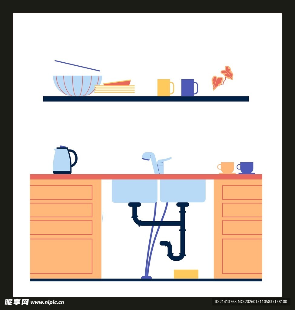 可爱蓝色卡通小怪物