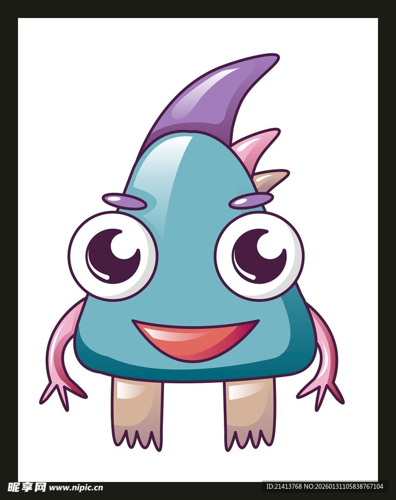 可爱粉色卡通小怪物