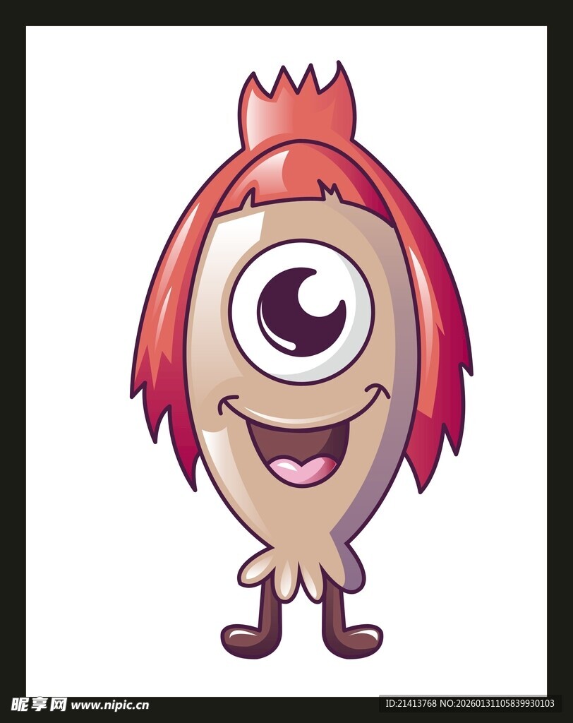 可爱独眼小怪物插画