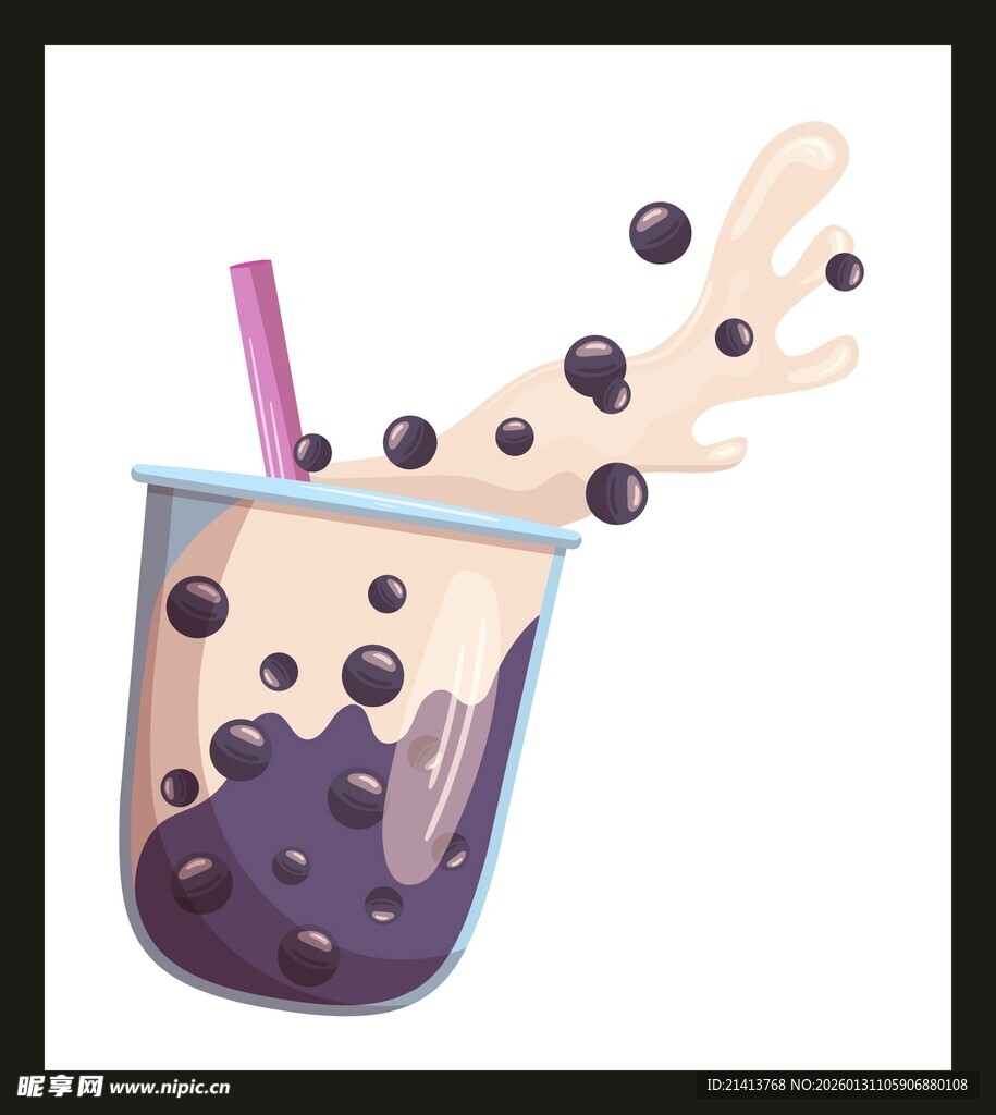 珍珠奶茶溅出瞬间