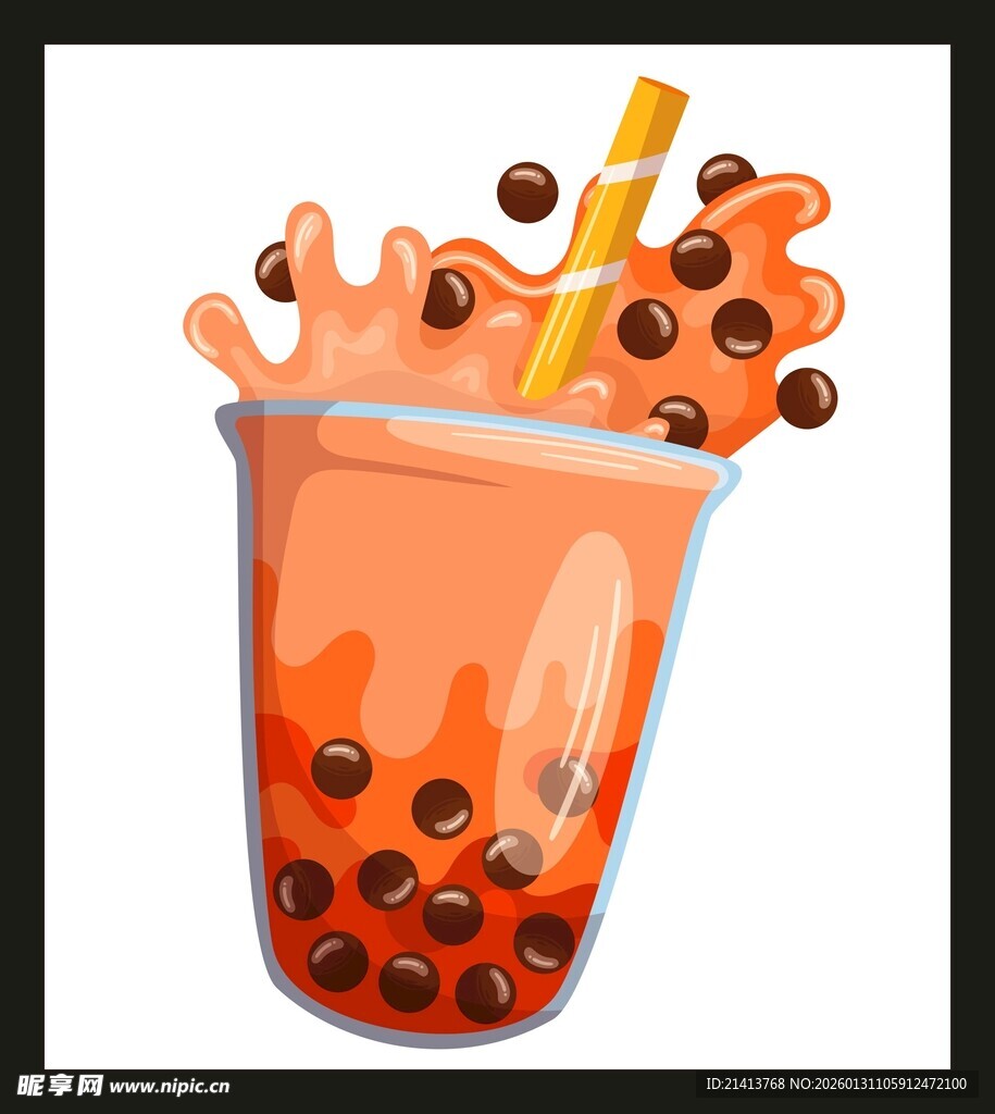 珍珠奶茶溅出瞬间