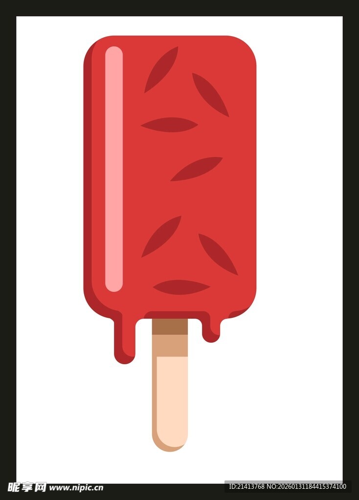 红色美味冰棍插画