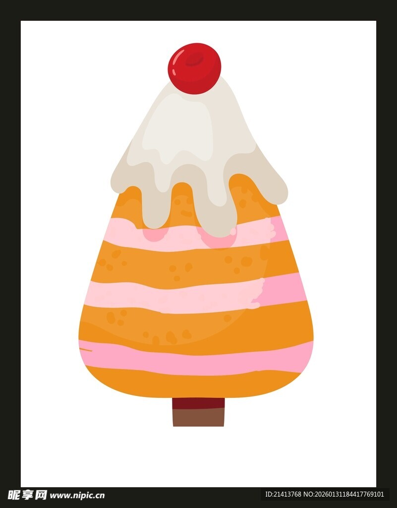 彩色条纹冰淇淋插画