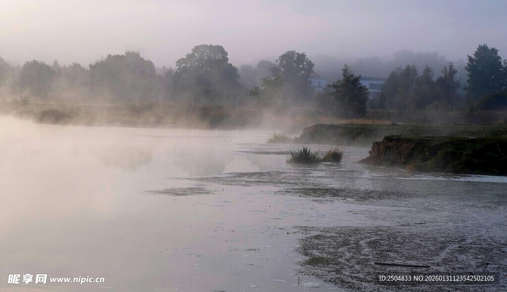 晨雾中的宁静河流