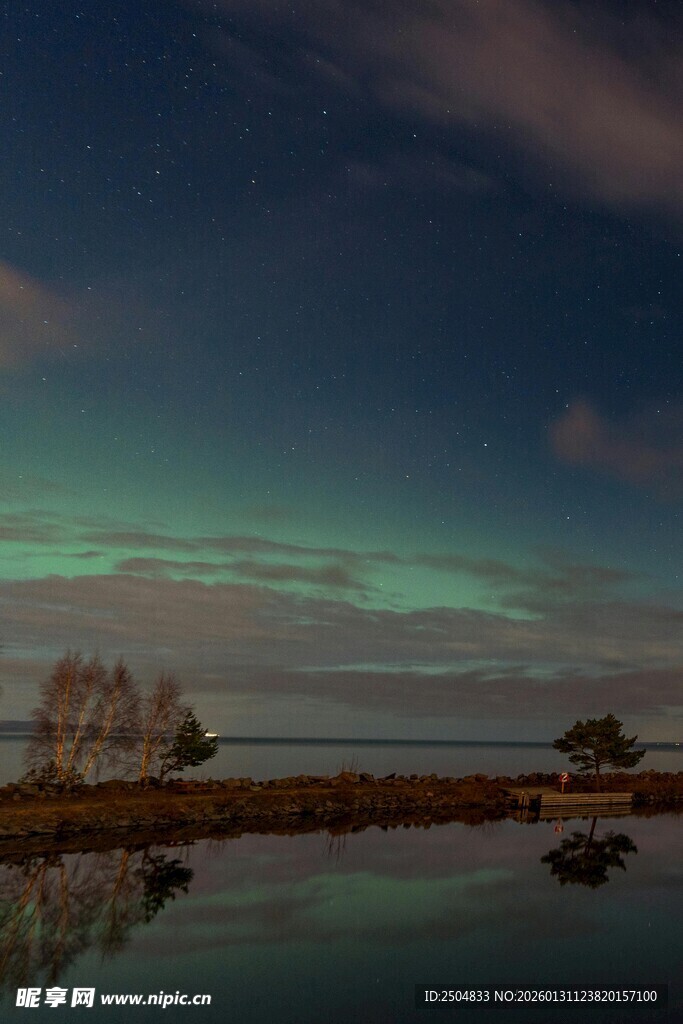 湖畔暮色中的梦幻天空