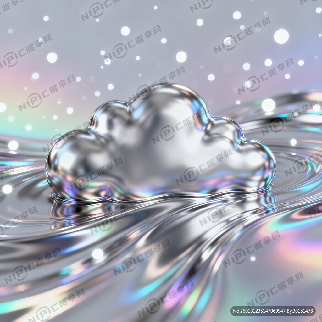银色流体渐变、镭射渐变背景  