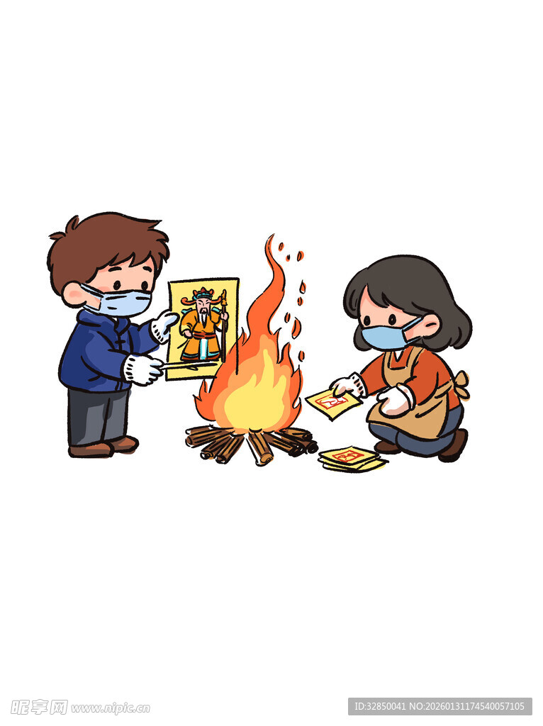 儿童户外生火烤物欢乐场景