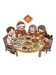 一家人围坐吃团圆饭
