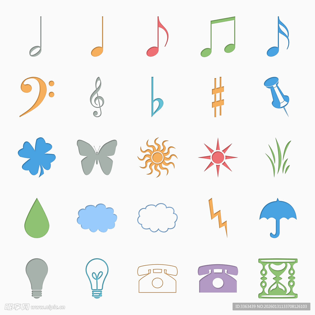 多彩创意符号图标集合