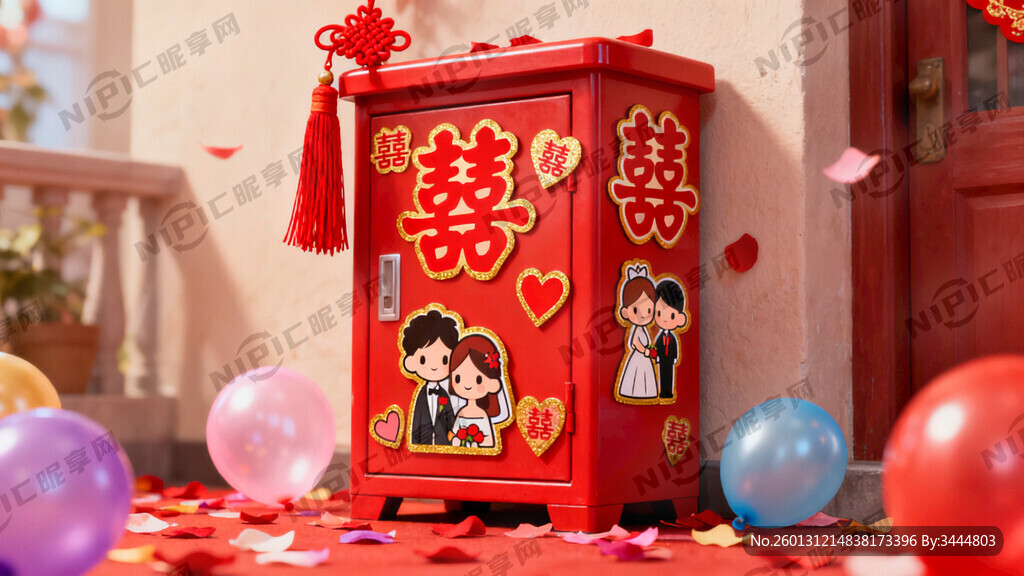 婚庆场景 整个消防箱喜庆贴纸