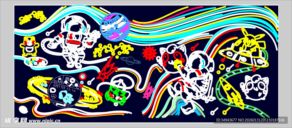 多彩涂鸦艺术作品