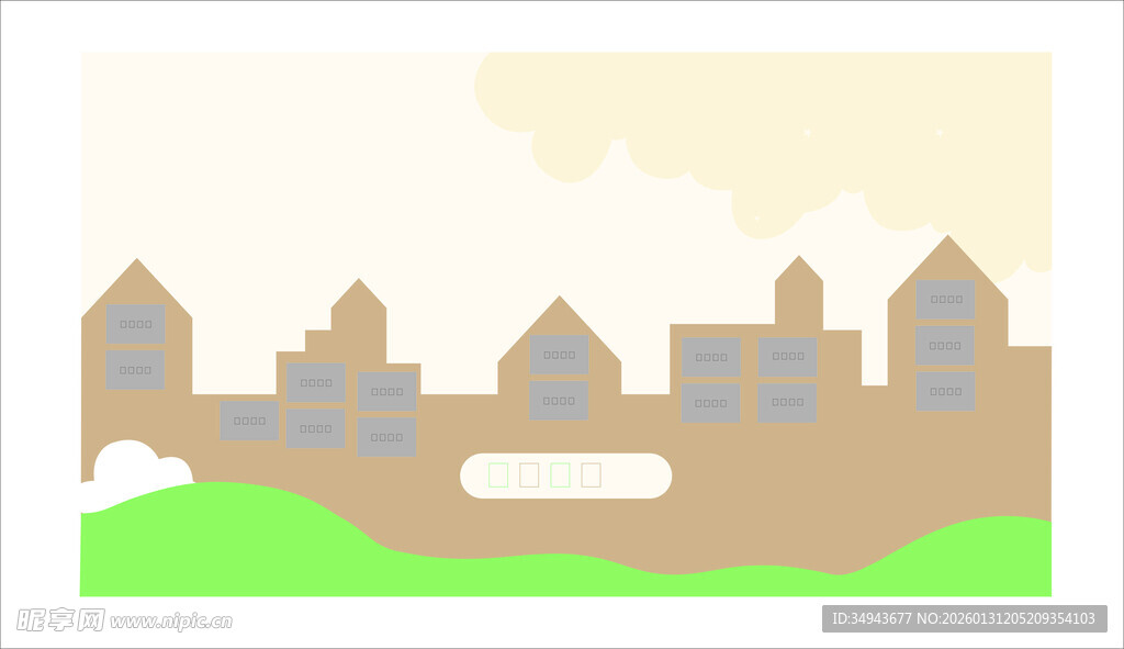 卡通风格的城镇风景