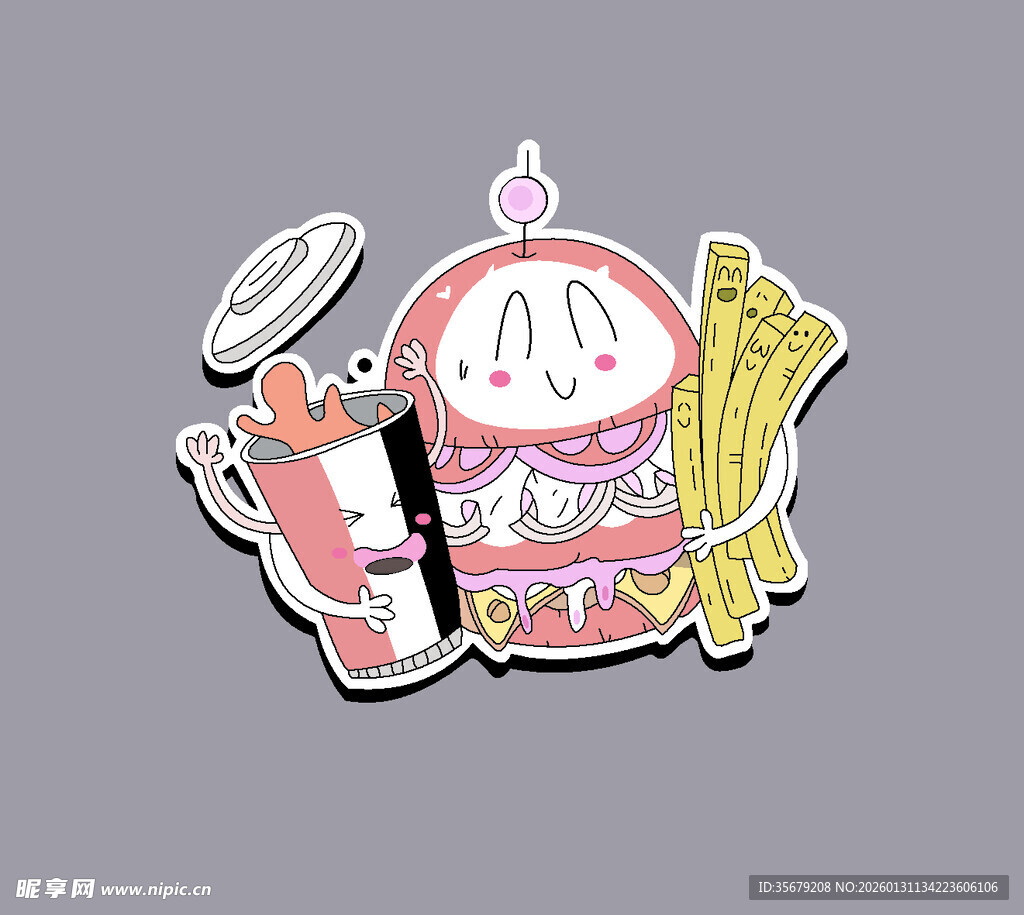 可爱卡通食物贴纸组合