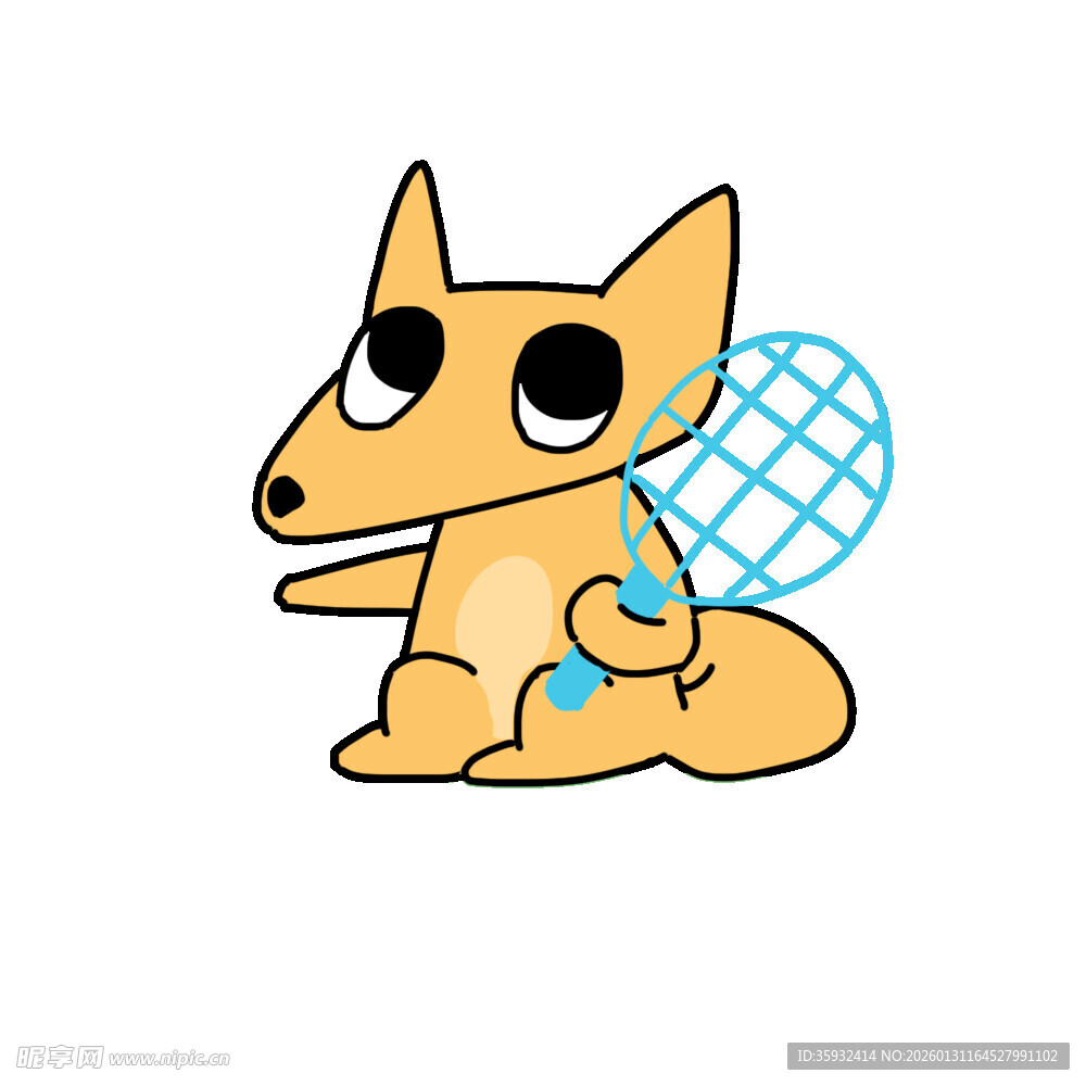 卡通小狗持网球拍形象