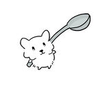 勺子上的可爱小白猫