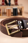 复古风棕色金属扣皮带